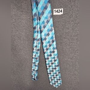 John Ashford Blue and Navy Geometric Tie Colorful. Statement Peice. Office